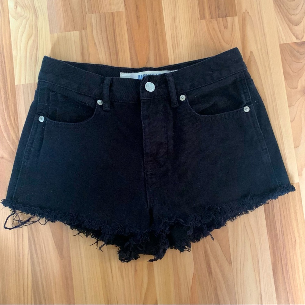 Brandy Melville Black Denim Shorts with Button Fly size 25